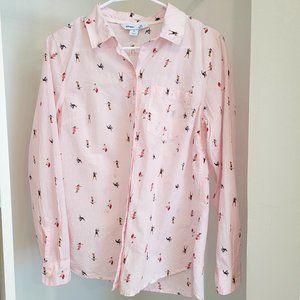 Old Navy The Classic Shirt Women Print Medium Pink Women Dance Hula Skate
